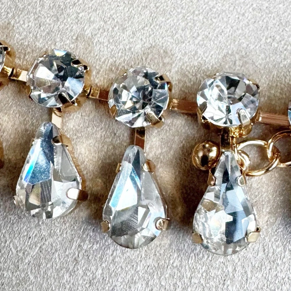Anthropologie Clear Rhinestone Teardrop Necklace - Picture 6 of 16